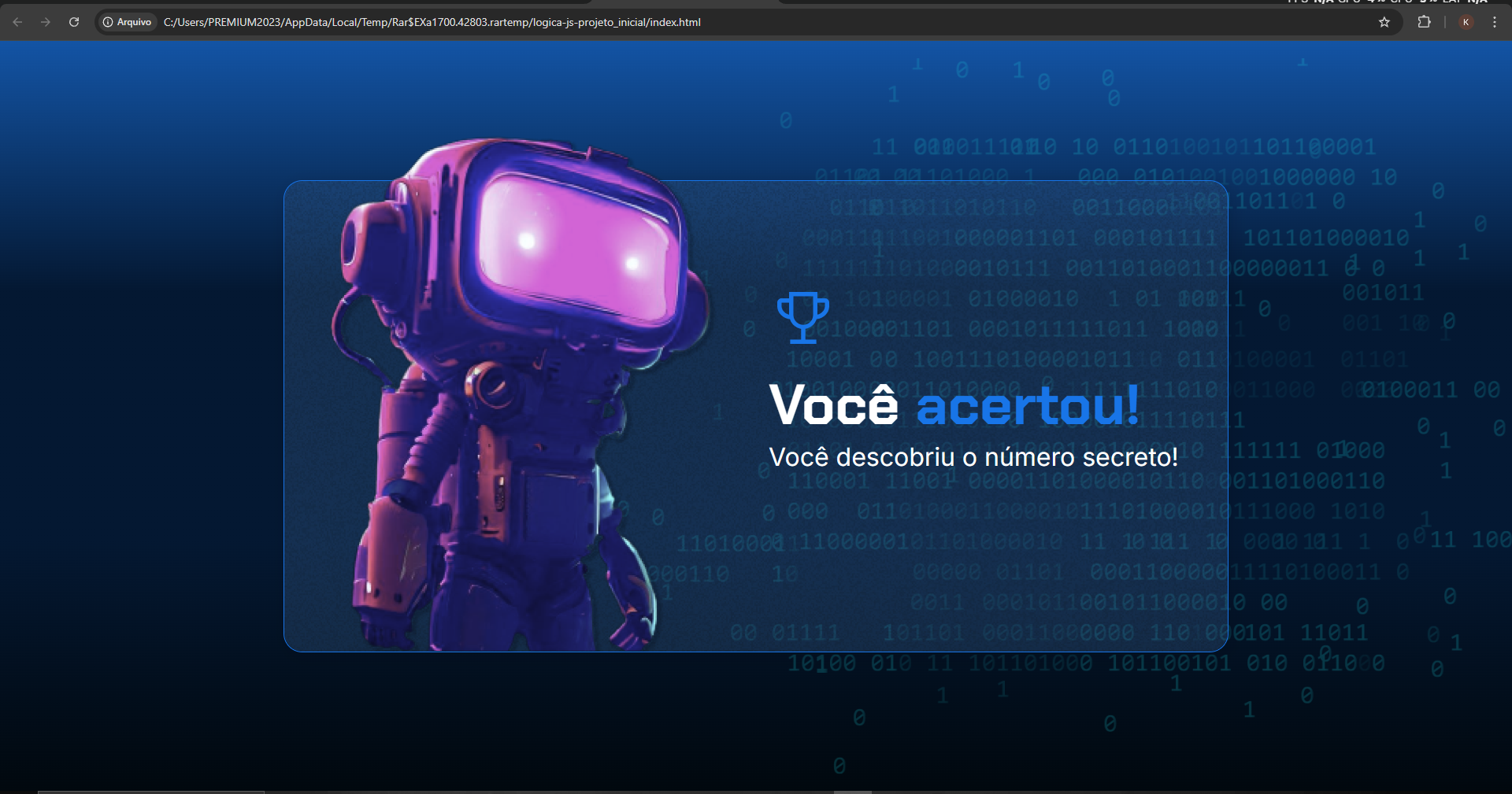 A página recarrega mas nao aparece a mensagem