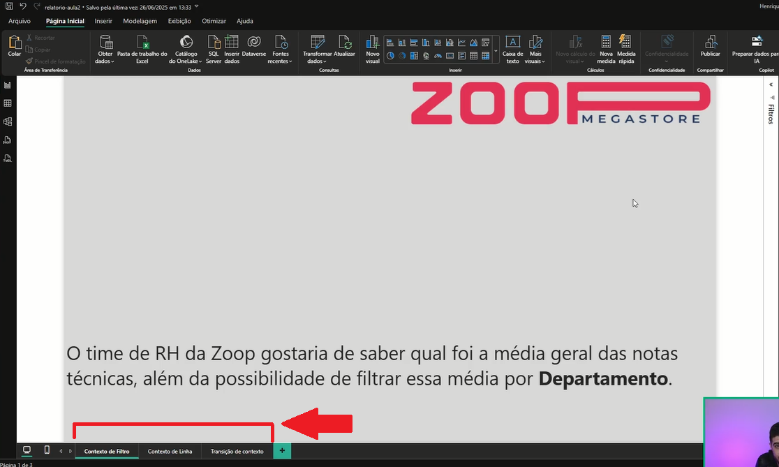 Imagem do vídeo da aula  - O que é contexto de filtro