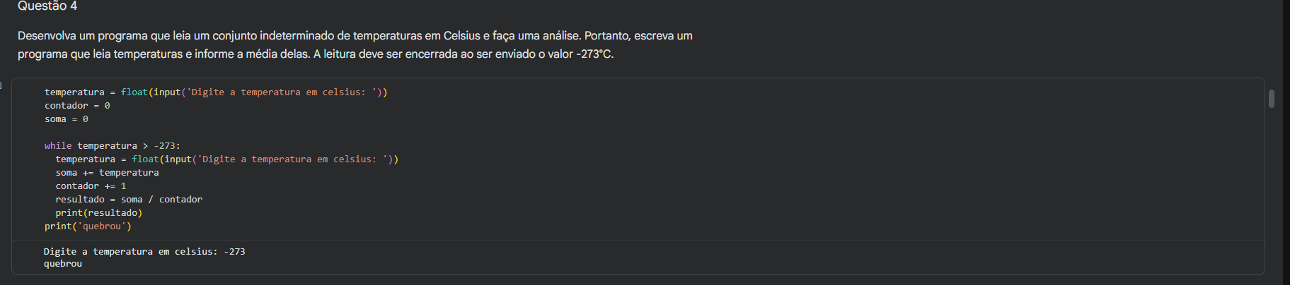 Questão 4
