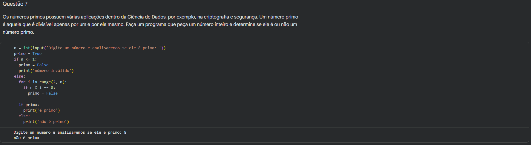 Questão 7 