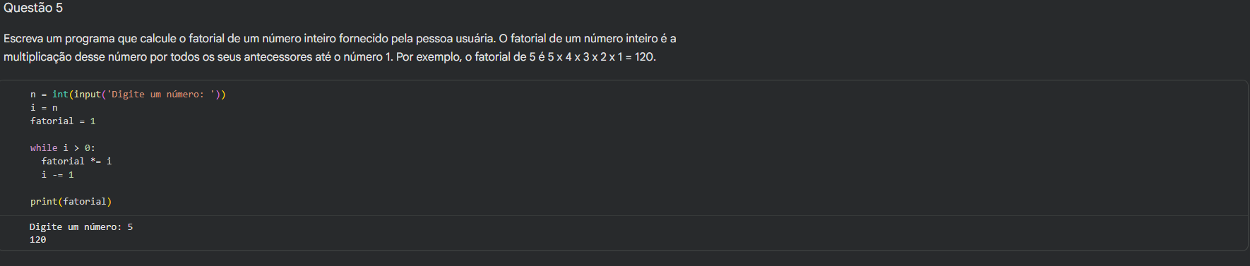 Questão 5