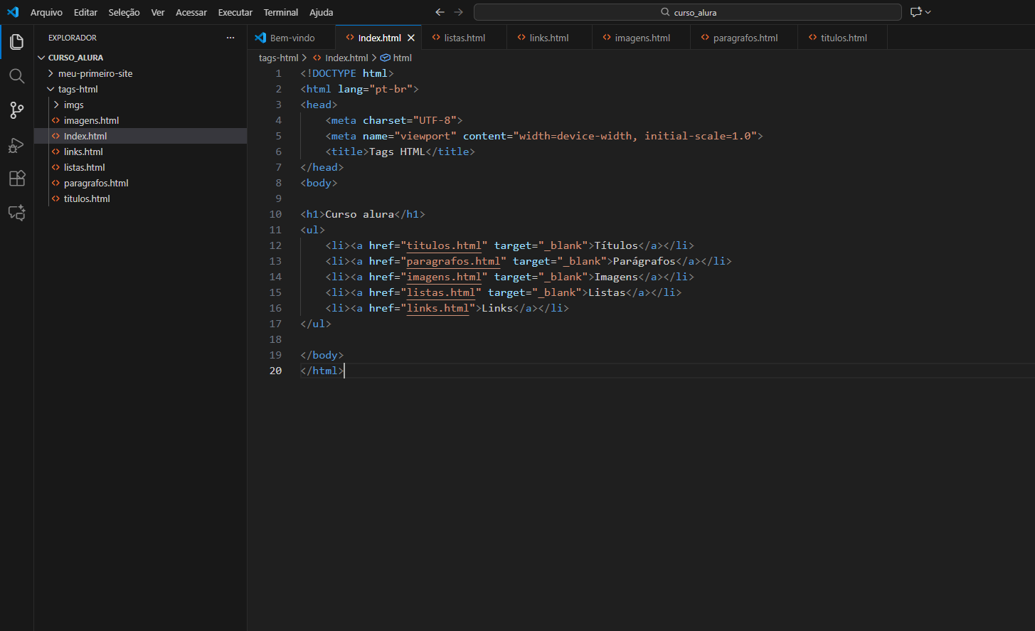 Captura de tela do desafio organização do projeto