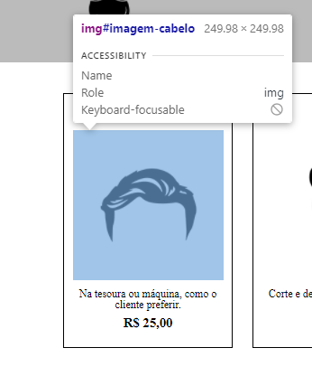 ferramenta do desenvolvedor inspecionando a #imagem-cabelo e delimitando que ela se encontra no centro da caixa