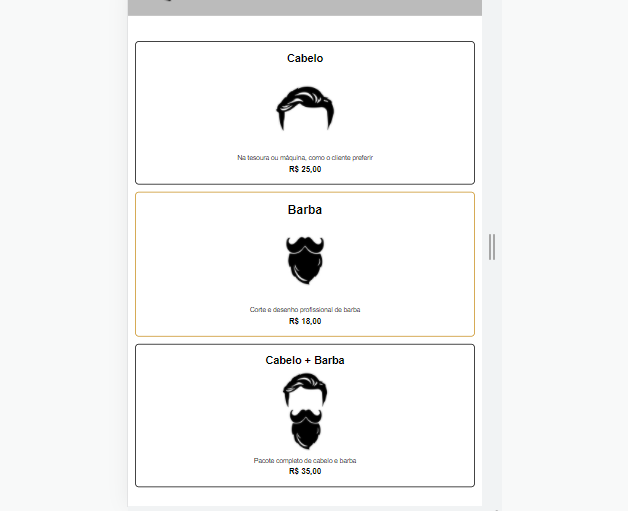cards dos produtos ocupando 100% da tela