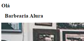 olá presente na tag h1 sendo exibida na página da barberaria alura