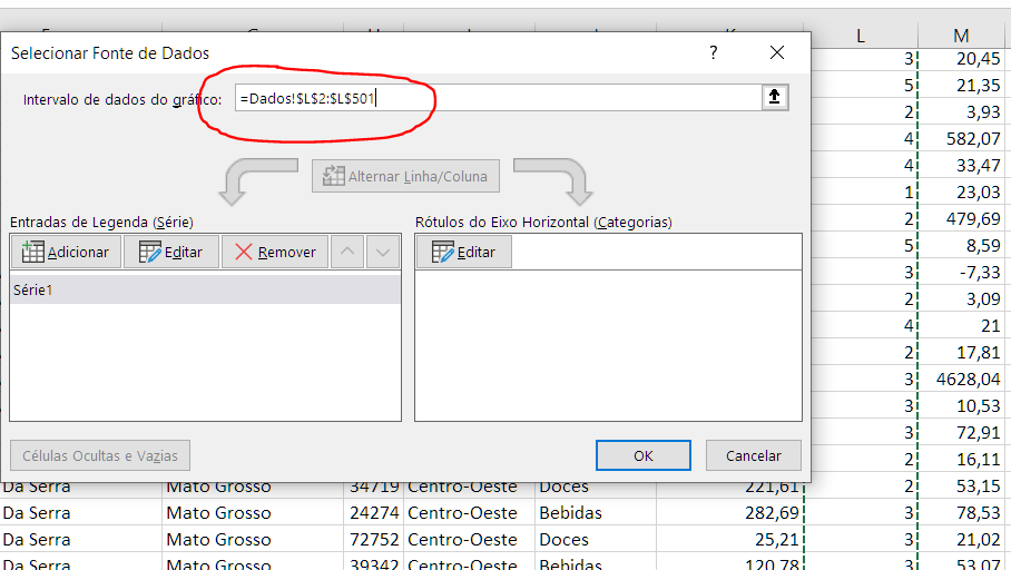Aqui eu selecionei o intervalo e depois que clico em ok ele fica todo em branco