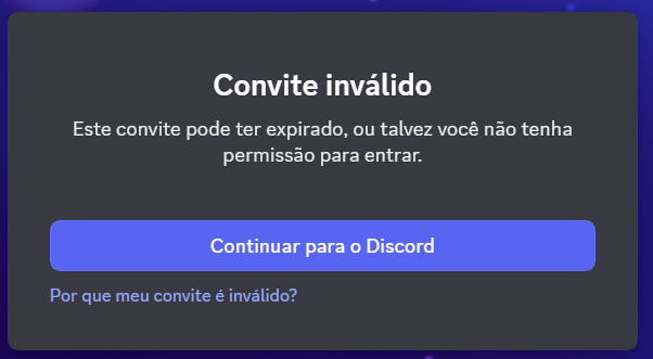Convite inválido, expirado, sem permissão