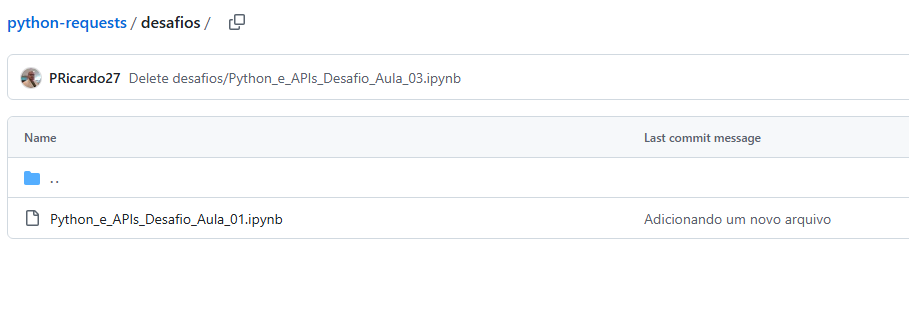 imagem mostrando o arquivo e pasta criada no repositório