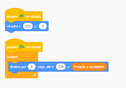 Posicionamento da raquete do oponente em x=225