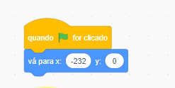 Print do código da raquete me com a posição de x em -232