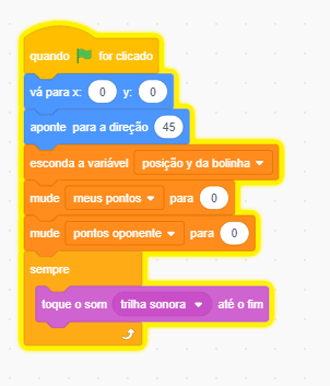 Print do código do scratch com a alteração dos blocos de código