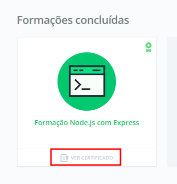 Indicação do botão ver certificado na formação