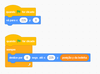 código do scratch com a posição da raquete do oponente