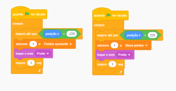 Códigos de pontuação do scratch com as alterações acima