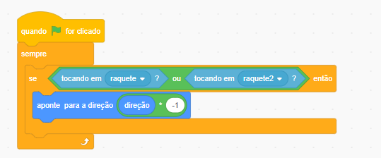 Bloco de código do Scratch com a alteração do trecho acima