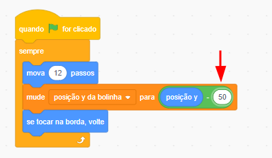 Indicação de onde alterar o valor da variável