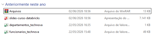 Explorador de arquivos do Windows exibindo uma pasta chamada "Arquivos" e outros arquivos
