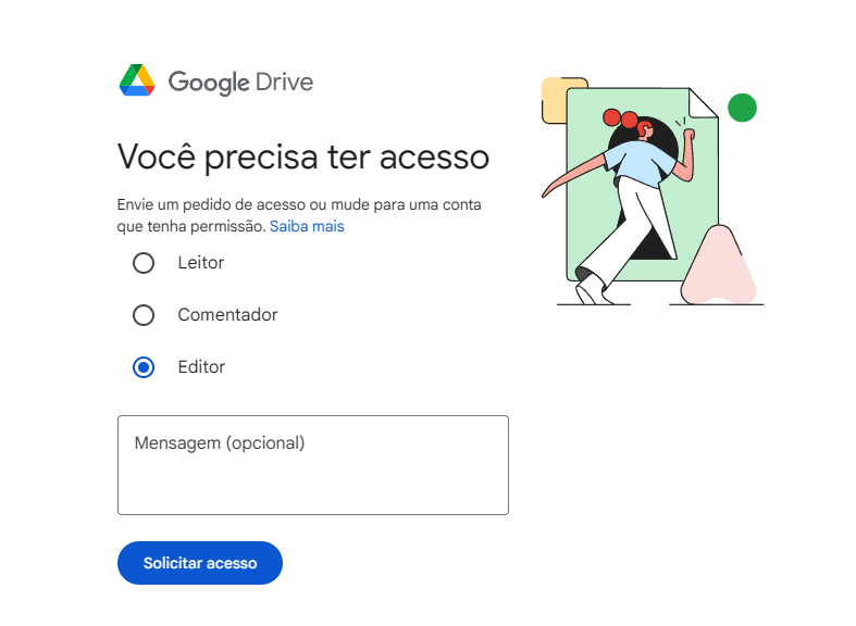 Acesso privado de arquivo no Google Drive