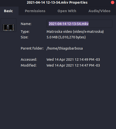 Propriedades do Arquivo - Ubuntu