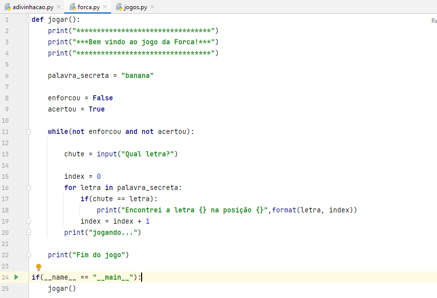 Jogo da Forca, Python: avançando na linguagem