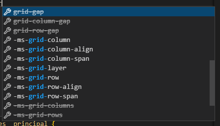 Imagem mostrando que propriedade grid-gap está sendo depreciado 