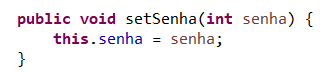Método "setSenha"