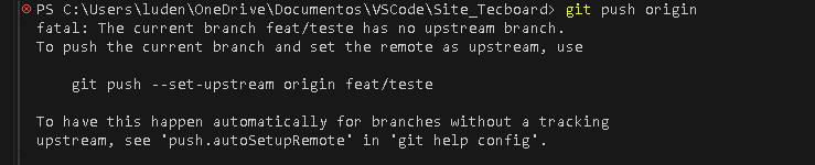 Imagem do comando git push origin