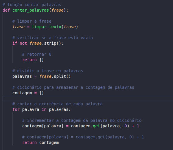 função contar palavras