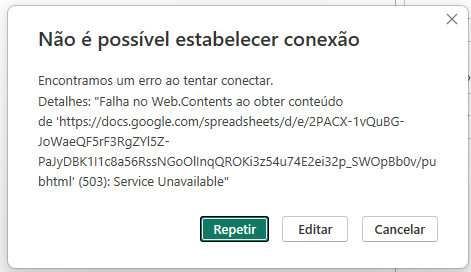 Erro que aparece para mim