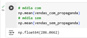 RETORNO DE RESULTADOS CÁLCULO DE DUAS MÉDIAS