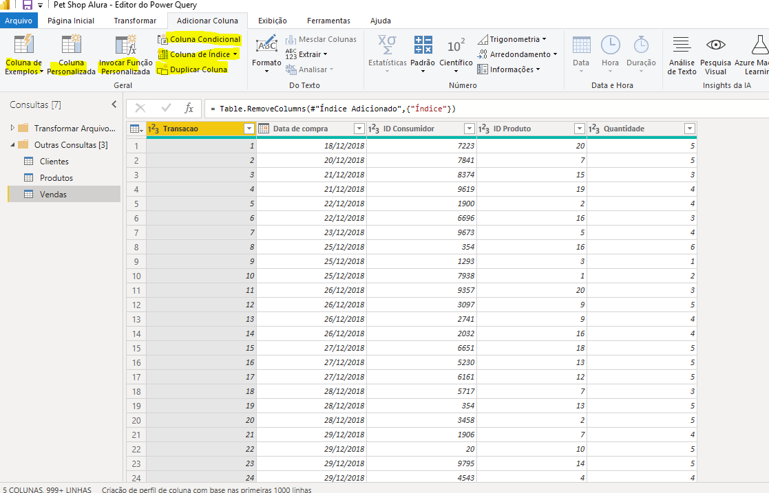 Imagem da minha versão do power Bi Query