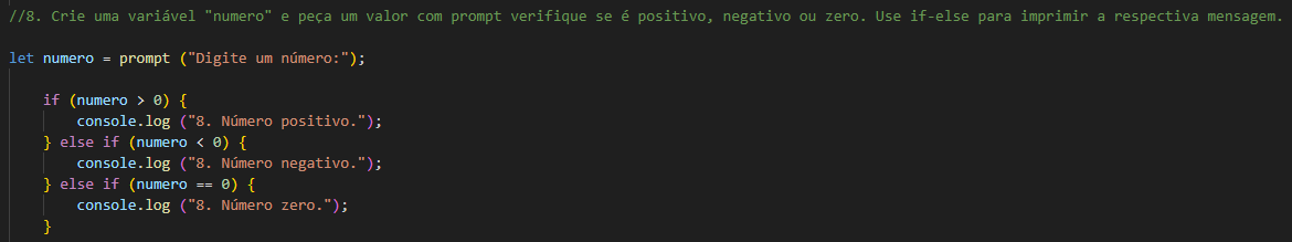 Uma pergunta se o número é positivo, negativo ou zero em java script.