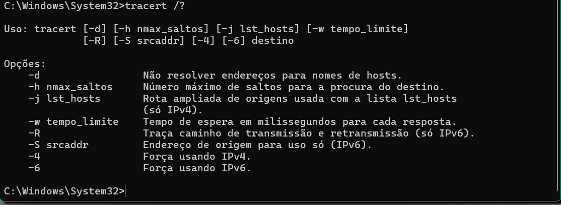comandotracertparametros