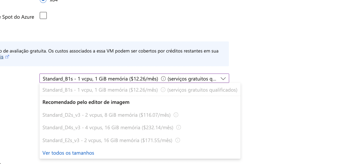 imagem demonstrativa dos tamanhos disponiveis para clusterl