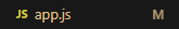 Sinal de modificação no arquivo app.js, sinalizado por esse M.