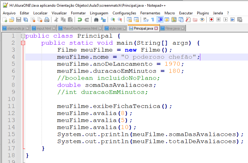Classe Principal.java
