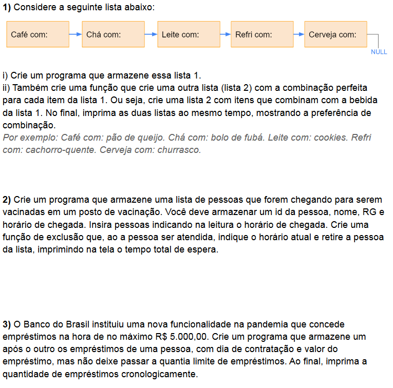 Alguém poderia me ajudar a fazer essas listas??, não estou conseguindo