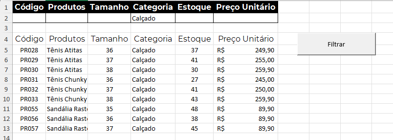 Resolução na Planilha