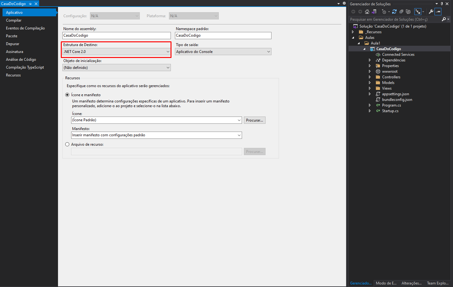 Configurações do projeto CasaDoCodigo