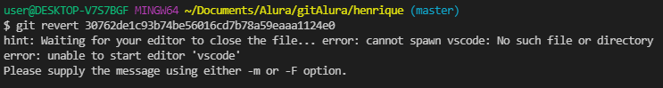 Mensagem de erro no git bash