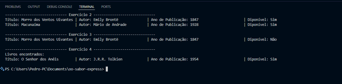 Imagem contendo apenas toda a saída que o código gerou no terminal