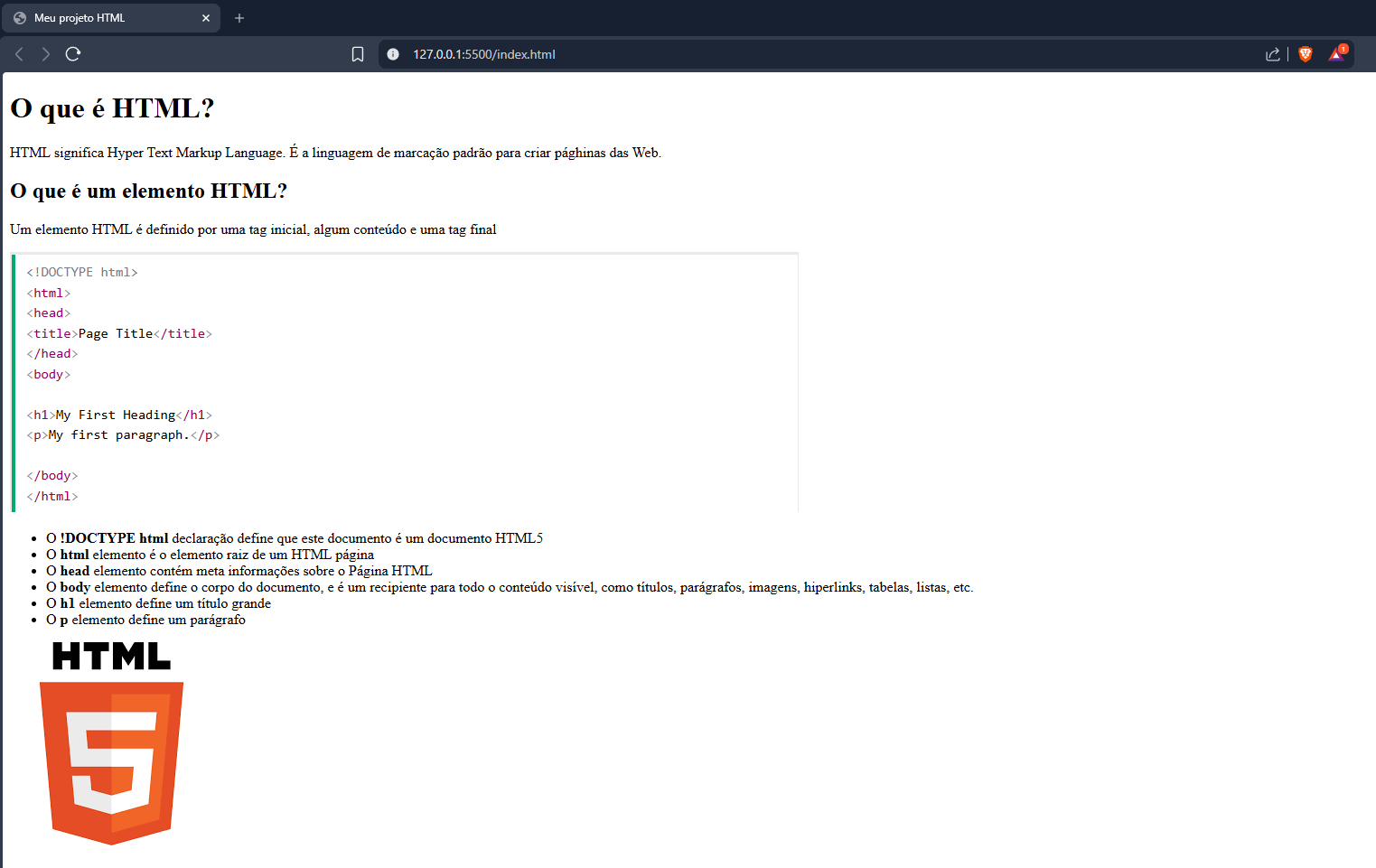 Visualização do resultado do projeto