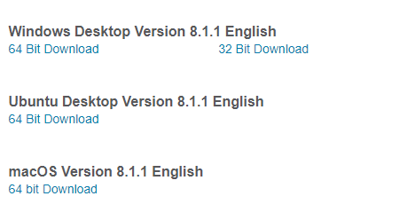 Versões para download do Packet Tracer: WIndows, Ubuntu e MacOS