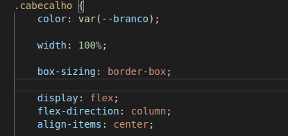 Abaixo, o momento onde definimos o flex-direction como coluna