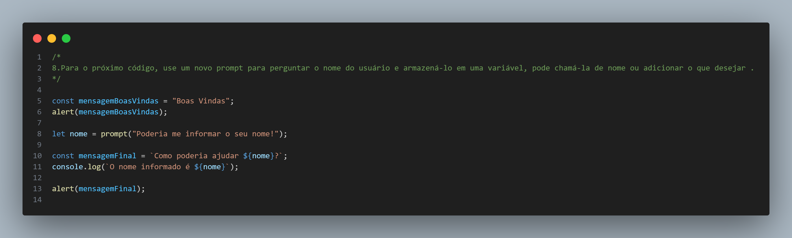 Representaçao do codigo no vscode