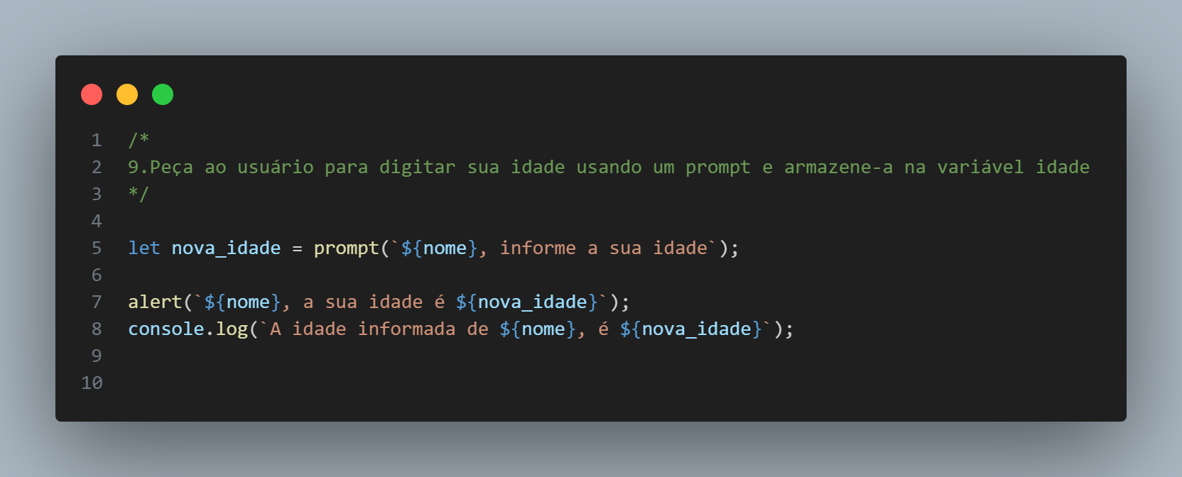 Representação do codigo no vscode