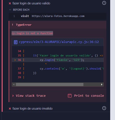 cy.login is not a function