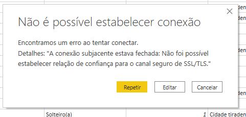 Erro apresentado ao tentar conexão com a planilha do Google Sheets