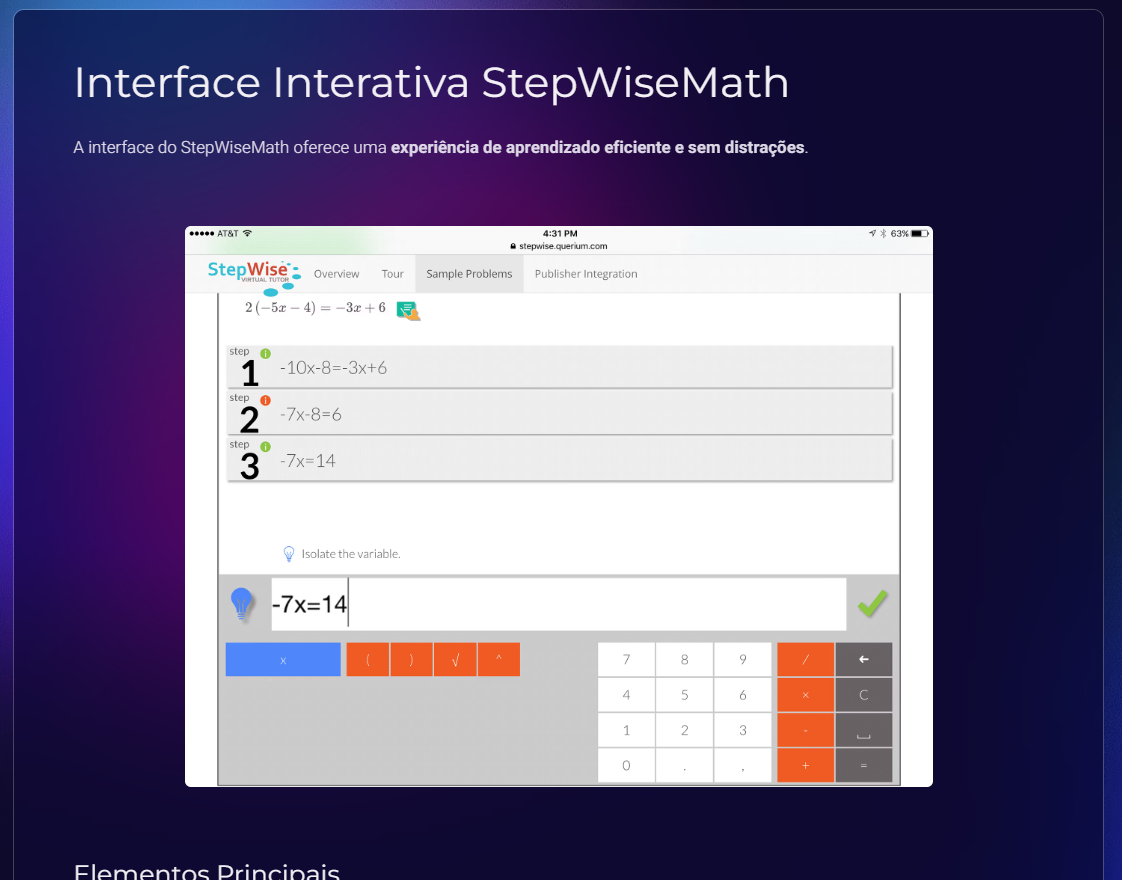 Print contendo o início do novo slide contendo informações da interface do StepWise