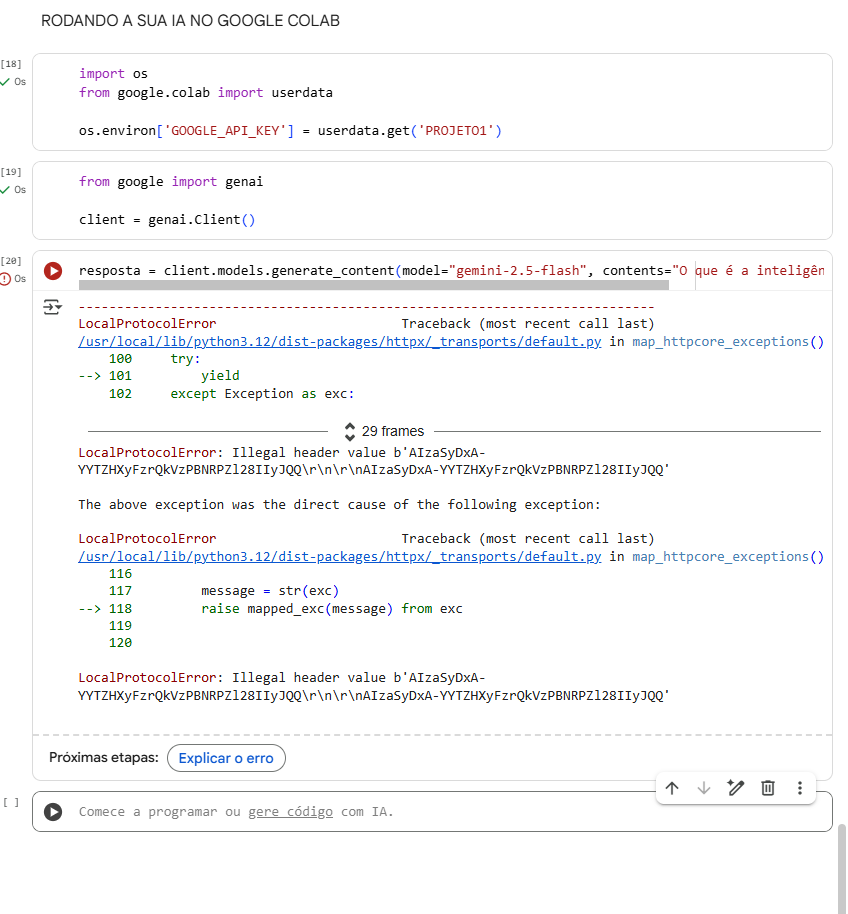 mensagem de erro ao rodar a api